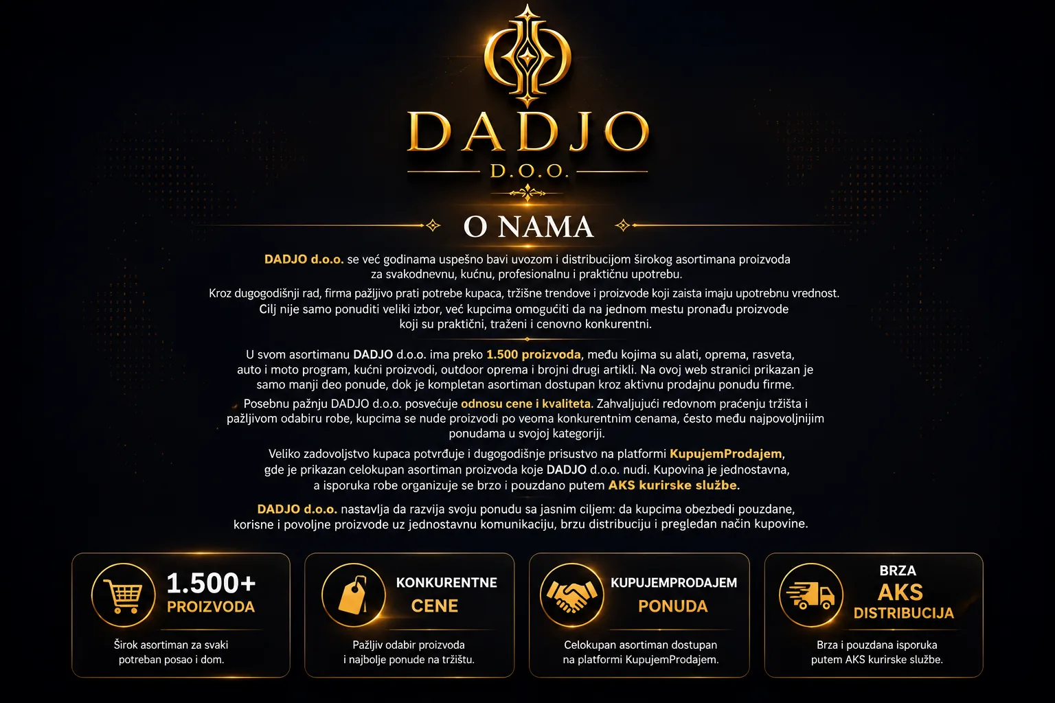 DADJO d.o.o. sekcija O nama